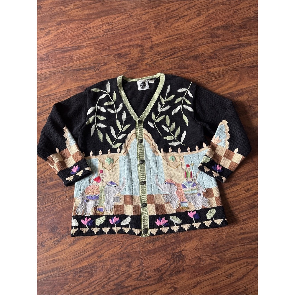 Storybook Knits Women's Embroidered Sweater Cardigan Size 1X